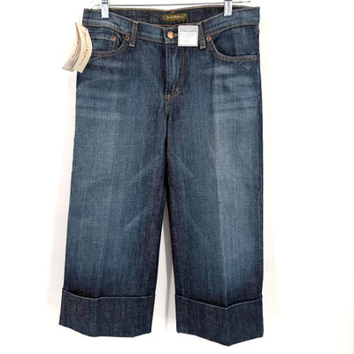 David Kahn NWT Womens 8 Dark Wash Wide Leg Cropped Denim Gaucho Jeans Capri