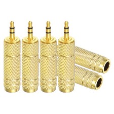 6Pcs TRS 3.5mm Male to 6.35mm Female Stereo Adapter Nickel Plated, Gold