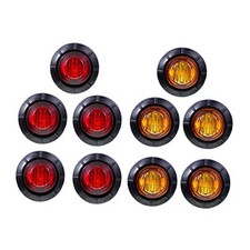 10 Pcs 3/4 Inch Mini 5 Amber  5 Red Light Clearance Side Marker Indicator