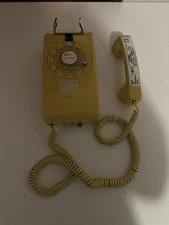 Vintage Yellow Wall Phone Bell System Western Electric Dial Telephone UNTESTED