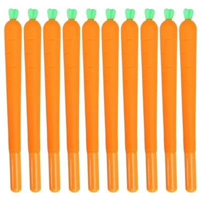 10 Pcs Neutral Pen Carrot Gel Ink Pen Quick-Drying Writing Pen School Supplies