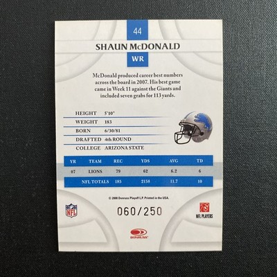 2008 Donruss Threads - Shaun McDonald #44 Century Proof Bronze