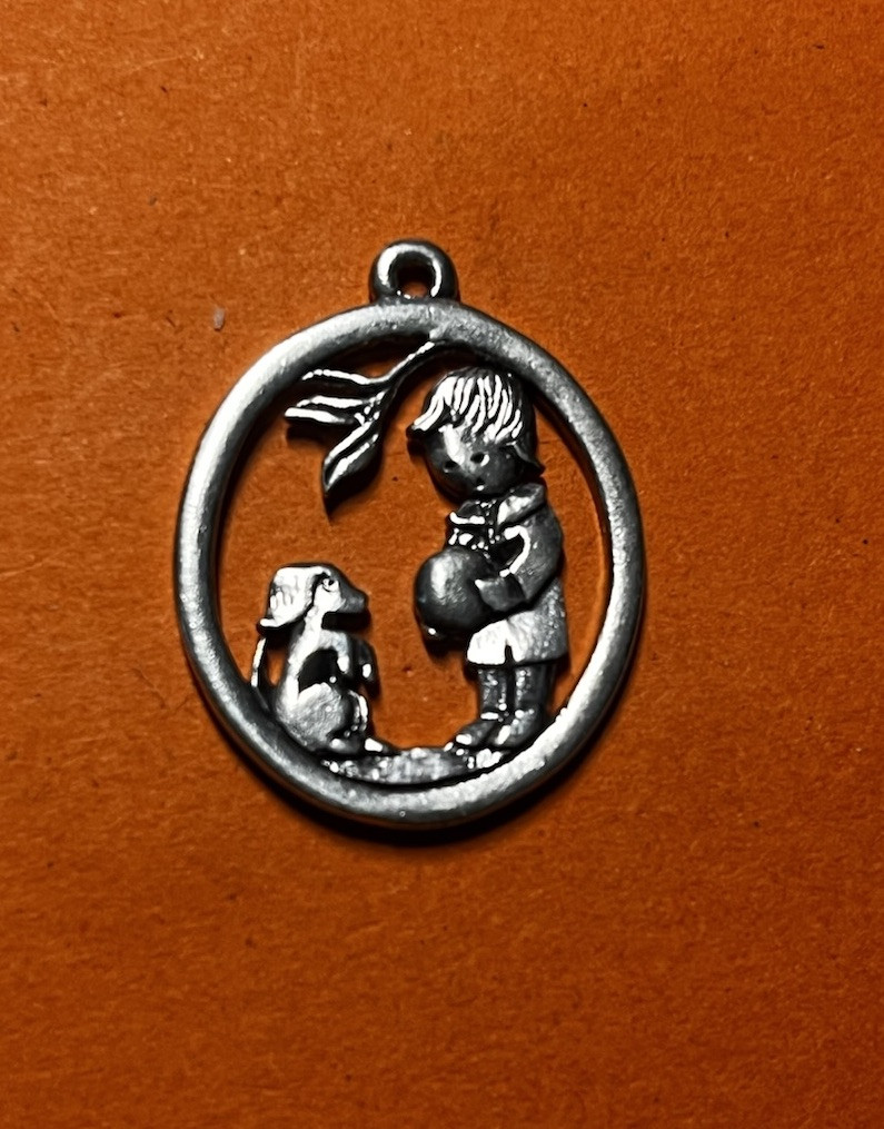 James Avery Retired Silver Boy With Puppy Pendant