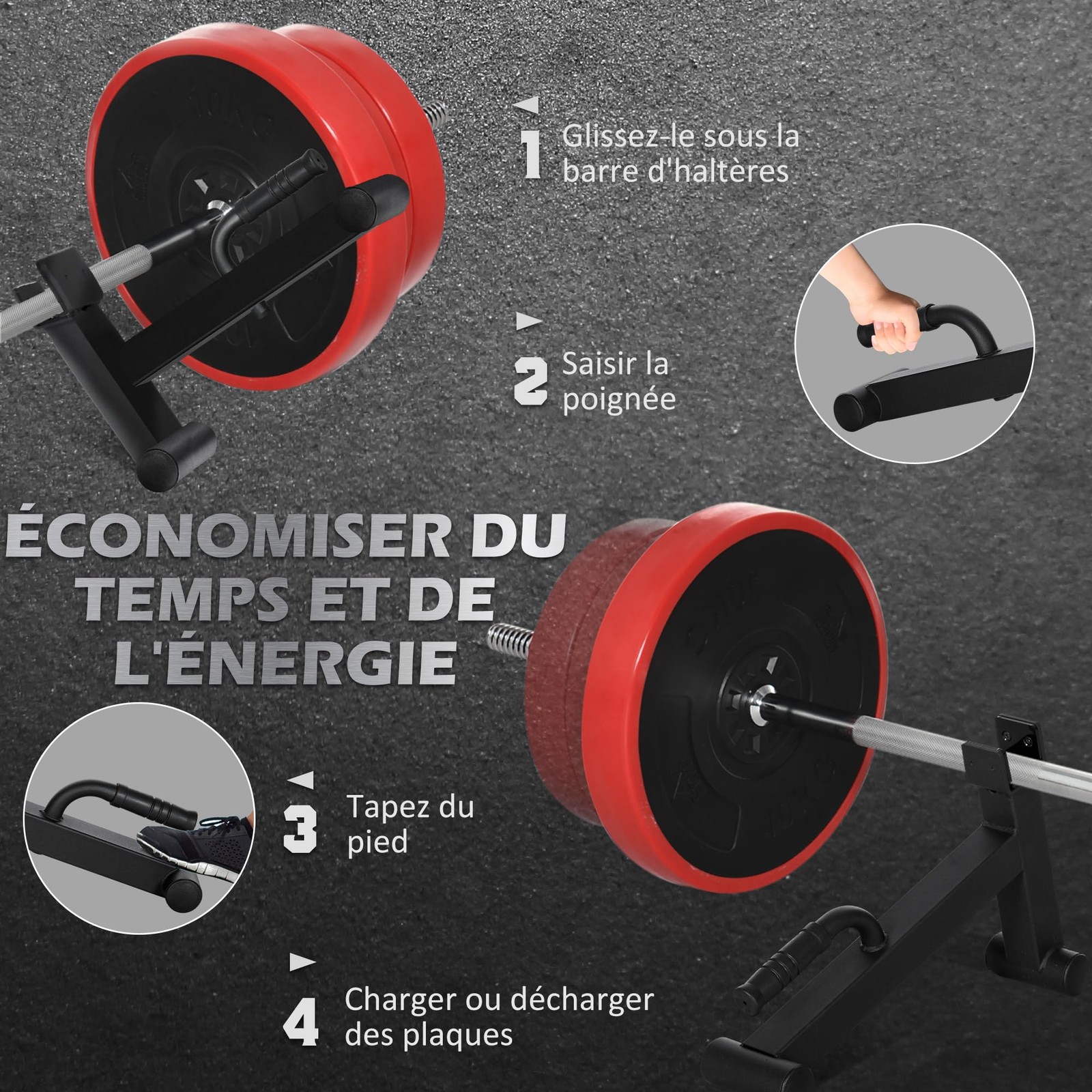 Barbell jack en acier mini format idéal pour optimiser le powerlifting - 3