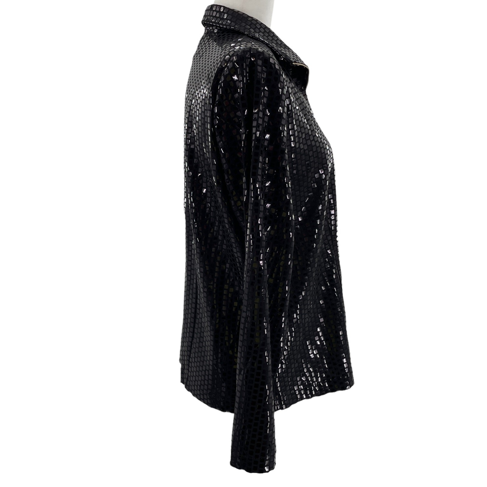 Exclusively Misook Black Square Pattern Shiny Ful… - image 2