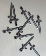 LEGO SILVEF RED JEWEL ENCRUSTED SWORD PIECE WEAPON ACCESSORY