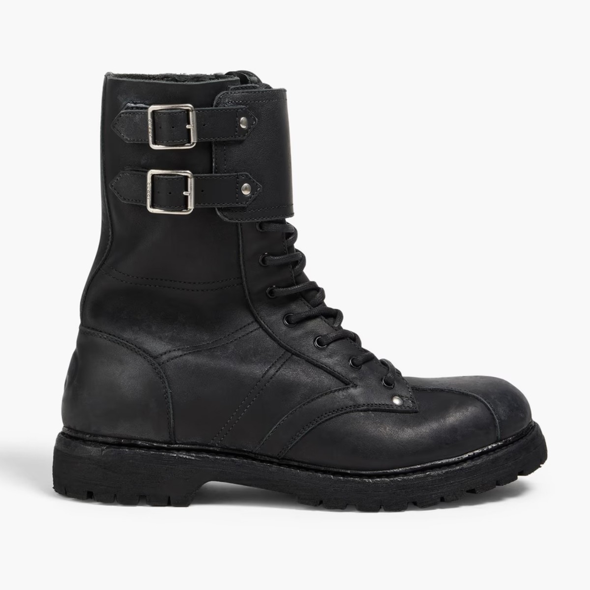 Gucci Black Quilted Leather Lace-Up Men’s Boots with Logo Tab Gucci “40 Below” Black Leather Duck Boot (Size 8) now  main image 3
