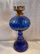 Cobalt Blue Glass Kerosene Oil Lamp Base