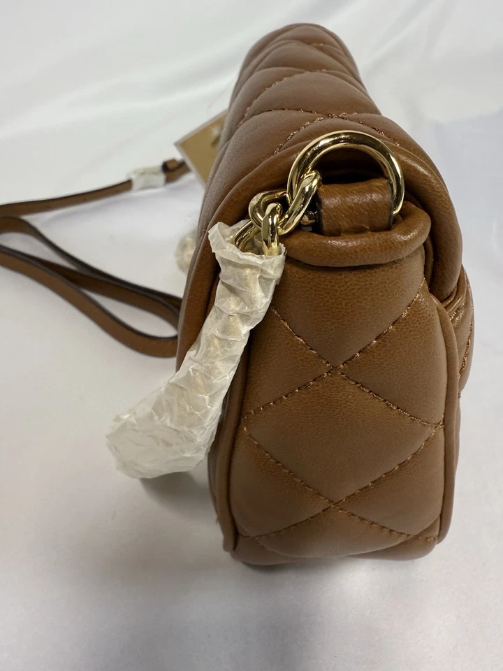 MICHAEL MICHAEL KORS FULTON 绗缝小号斜挎包皮革包 WALNUT/GOLD — 第 4/4 张图片