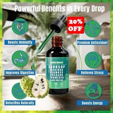 Soursop Bitters Liquid Drops 10 in 1 with Sea Moss, Moringa, Turmeric, Black See