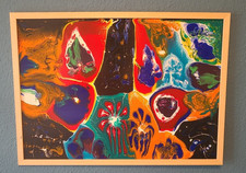 buntes Pouring Gemälde als Fotowand