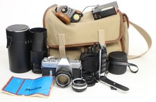 Mamiya / Sekor 1000 DTL 35mm SLR Film VTG Camera 2 lenses Bag Flash Vivitar READ