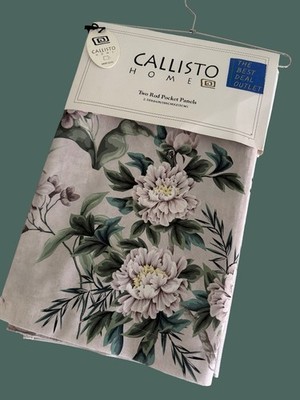 CALLISTO Window Curtains 2 Panels 38 X 84'' Heron Birds Drapers Back Tab Grey
