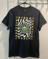 Seattle Storm Retro Checkerboard Graphic T-Shirt Black Unisex Size Medium NWT