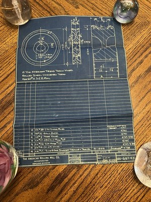 Vtg 1940 American Rolling Mill Co ARMCO Train Railroad Wheel Blueprint 