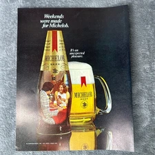 Michelob Beer Date Night Weekends Bottle Mug Vintage Print Ad 1977 Bar Decor
