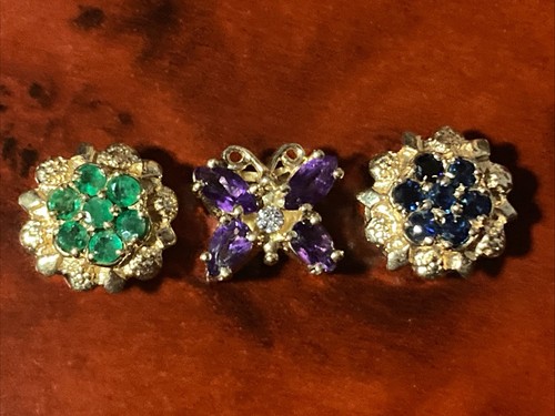 14K EMERALD AND DIAMOND FLOWER SLIDE BRACELET CHARM BY R. KLEIN - Picture 8 of 8