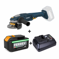 Ferrex 20V Akku-Winkelschleifer 125 Mm Mit Sanftanlauf Set – Inkl. 2,0 Ah Akku &
