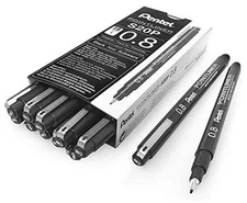 Arts Pointliner Drawing Pen, 0.8mm, Black Ink, Box of 12 Pens (S20P-8A) 