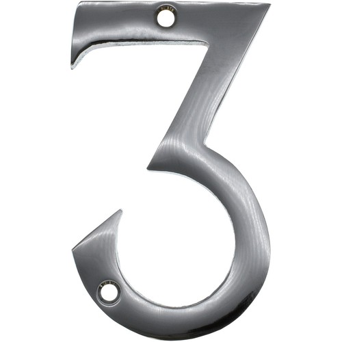 Chrome Door Numbers 3" 75 mm Polished Solid House Flat Apartment