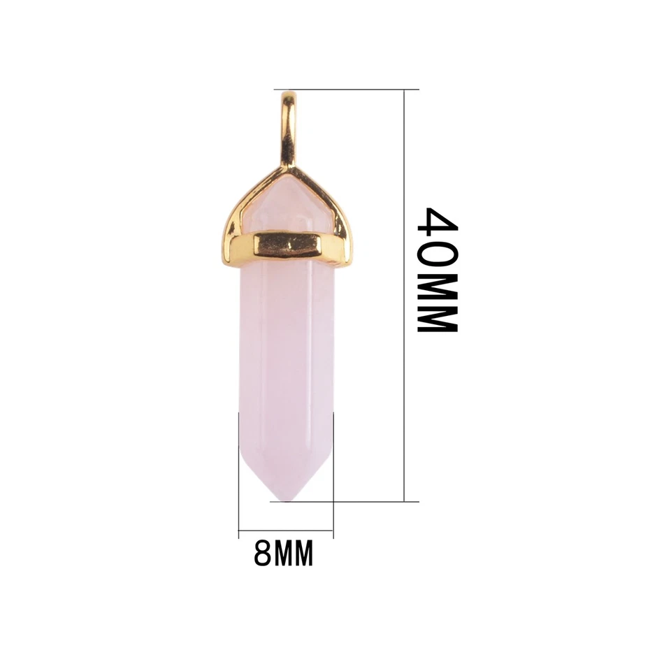 Gargantilla colgante en punta de cristal chakra curativo cadena luna en capas de oro Foto 3 de 4