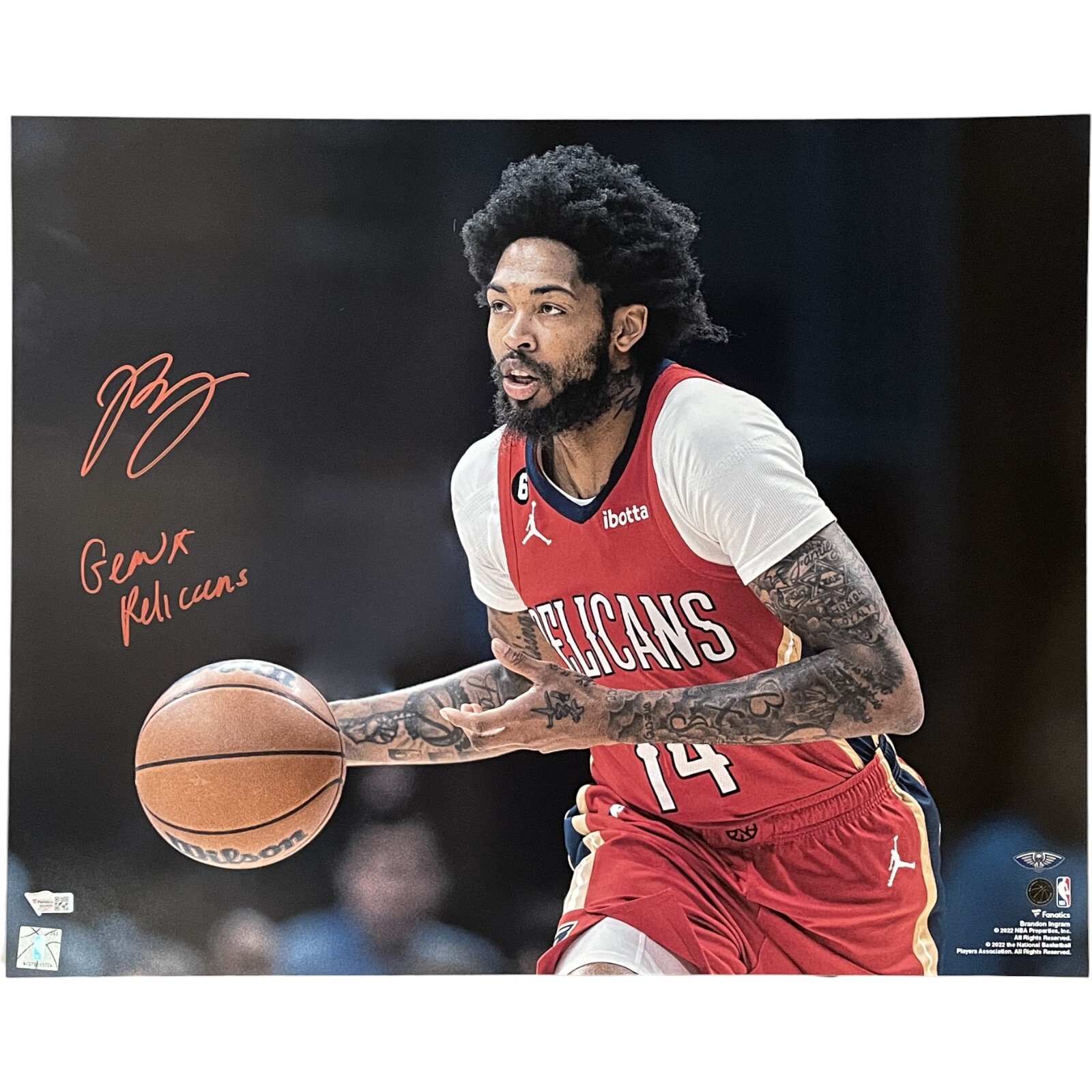 Ingram Autographed Signed NEW ORLEANS PELICANS Brandon 16x20 Photo Insc. FAN 46675 