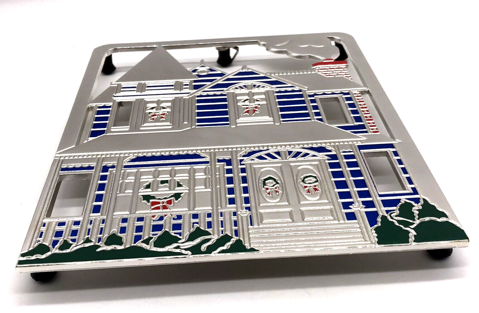 1987 Macy's All the Trimmings CHRISTMAS HOUSE TRIVET Japan