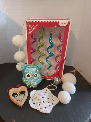 Lot Of Modern Christmas Decor, Pink, Line, Aqua, White, Snowflakes, Owl 