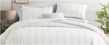 Horimote Home Quilt Set 100 Cotton Queen/Full Sz Cream White Geometric Pattern