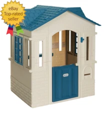 Cape Cottage Pretend Playhouse with Working Door, Toddlers Ages 2+, Blue