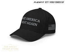 Dark MAGA Hat Flex fit Trump Cap Black Make America Great Again Hat Fitted, L/XL