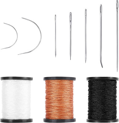 Upholstery Sewing Thread Kit,3 Rolls Heavy Duty Nylon Thread with 7 Pcs Leather 