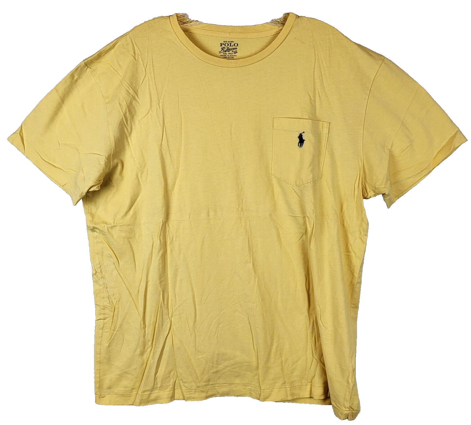 Polo Ralph Lauren VINTAGE VINTAGE maglietta punto singolo giallo blu pony taglia L