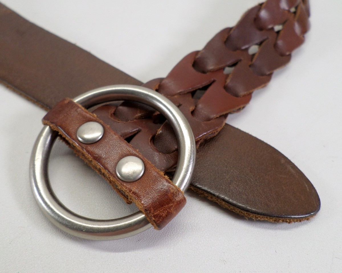 Candies Italian Leather Belt 40 42 44 Ring Buckle Chain Hip Brown