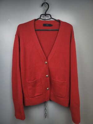Arch4 Red Knit Cardigan Cashmere Womens Size XL