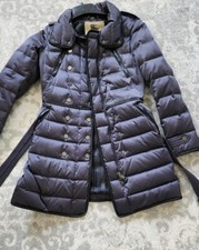 Burberry Goose Down Feather Double Breasted Belted Puffer Coat With Hood S/P