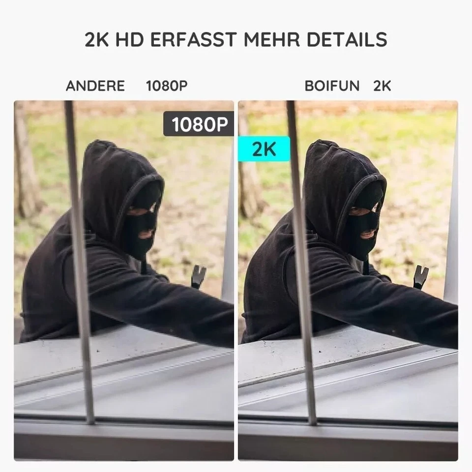 BOIFUN 2K Security Camera Battery WiFi Wireless Outdoor/Indoor Night Vision & 5200mAh - Image 2 of 4