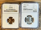 1964 D Washington Quarter Graded MS 65 & 1964 P Lincoln Cent PF 68 RD. NGC.