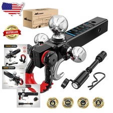 Tri-Ball Hitch Mount 10K lbs, Hook, Anti-Theft D-Ring Shackle