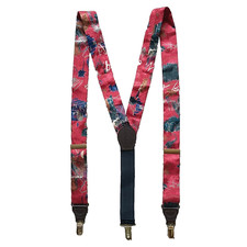 Pelican USA Suspenders Adjustable Clip On Style Red Abstract Fabric Stretch