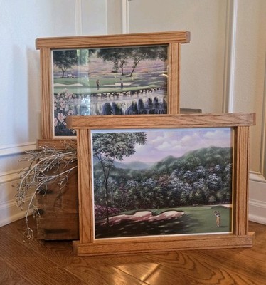 Vintage Joe Sambataro Framed Golf Art Prints Set Of 2 Expensive Prints Deal 4 U!