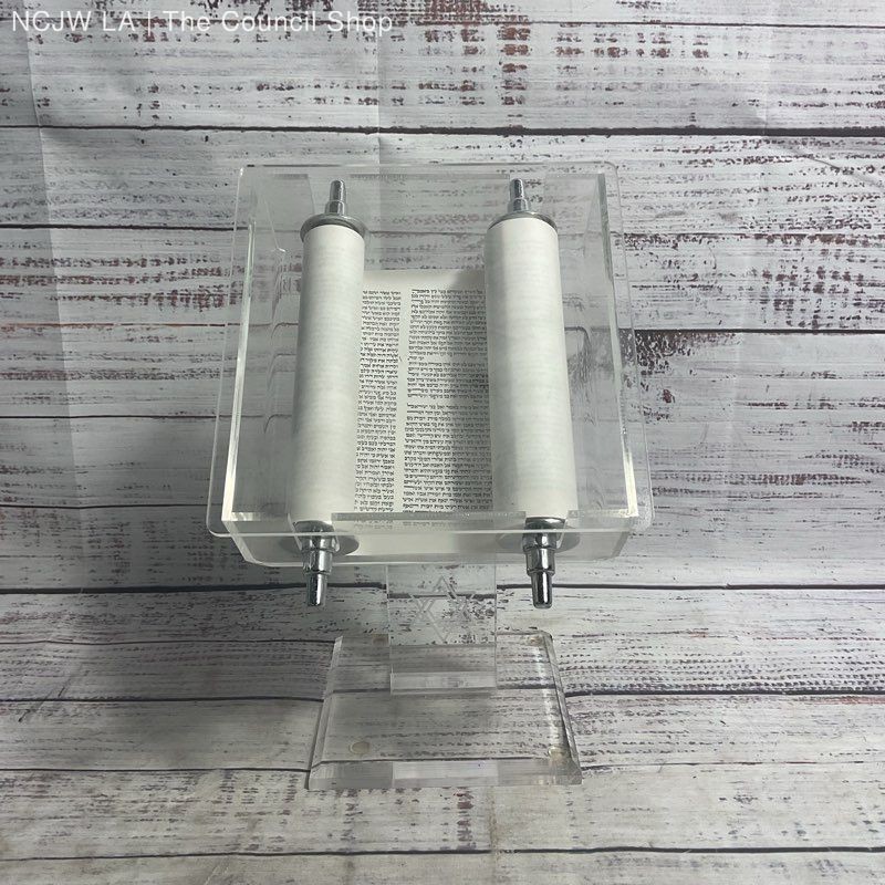 Torah Scroll In 10" Clear Acrylic Display Stand Case