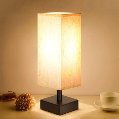 aooshine Small Table Lamp for Bedroom Bedside Lamps for 12.8in Cream & Black
