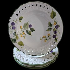 3 ensaladeras de sopa vintage Brunelli con borde reticulado moras 9,5" sin patatas fritas