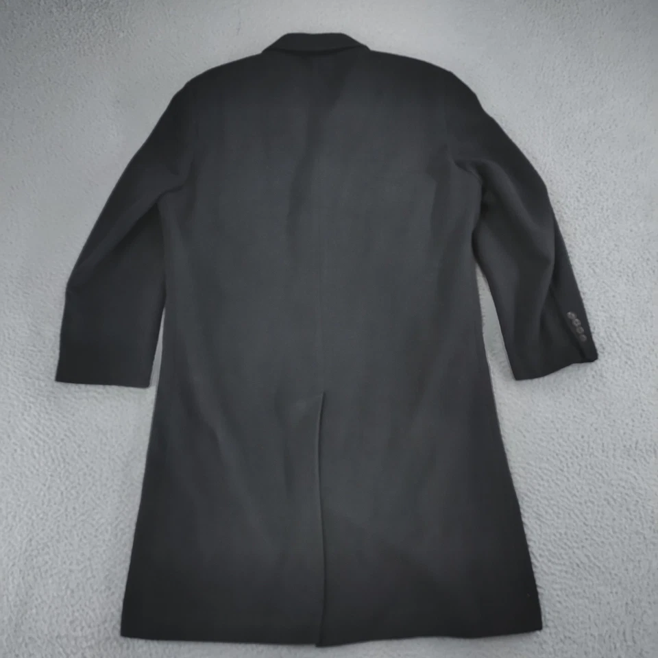 Chaps Coat Mens 44R Black Topcoat Overcoat 3 Button Lined Notch Lapel Back Vent - Image 2 of 4