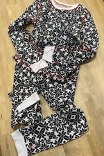 Cuddl Duds Big Girls Thermal Pajama Set Size Medium M Black White Snowflake NWOT