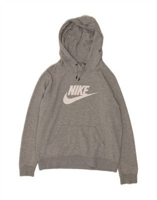 Nike Damen Grafik Hoodie Pullover UK 14 mittelgrau Baumwolle BV06