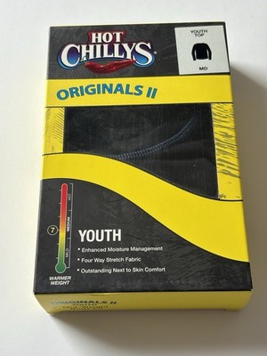 Hot Chillys Youth Medium Black Originals II Crewneck Shirt  HC9662 NWT $40