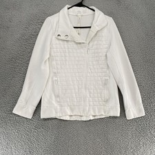 Lululemon Jacket Womens 6 White Quilted Fleece Be True Full Zip Moto Pockets