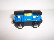 Toys R Us Imaginarium Wooden Train Blue Caboose Fits BRIO Thomas Track